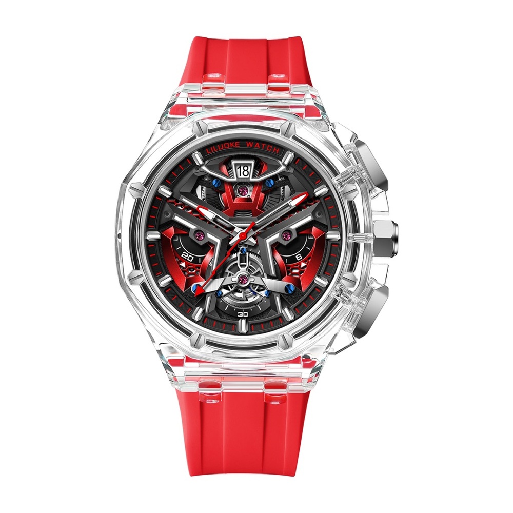 Red Smartwatch with Clear Case